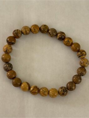 Picture Jasper 8mm Beaded Stretch Bracelet Brown Unisex